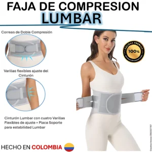 Faja de Compresión Lumbar con Varillas Ajustables - Reduce la fatiga y alivia el dolor de espalda en segundos